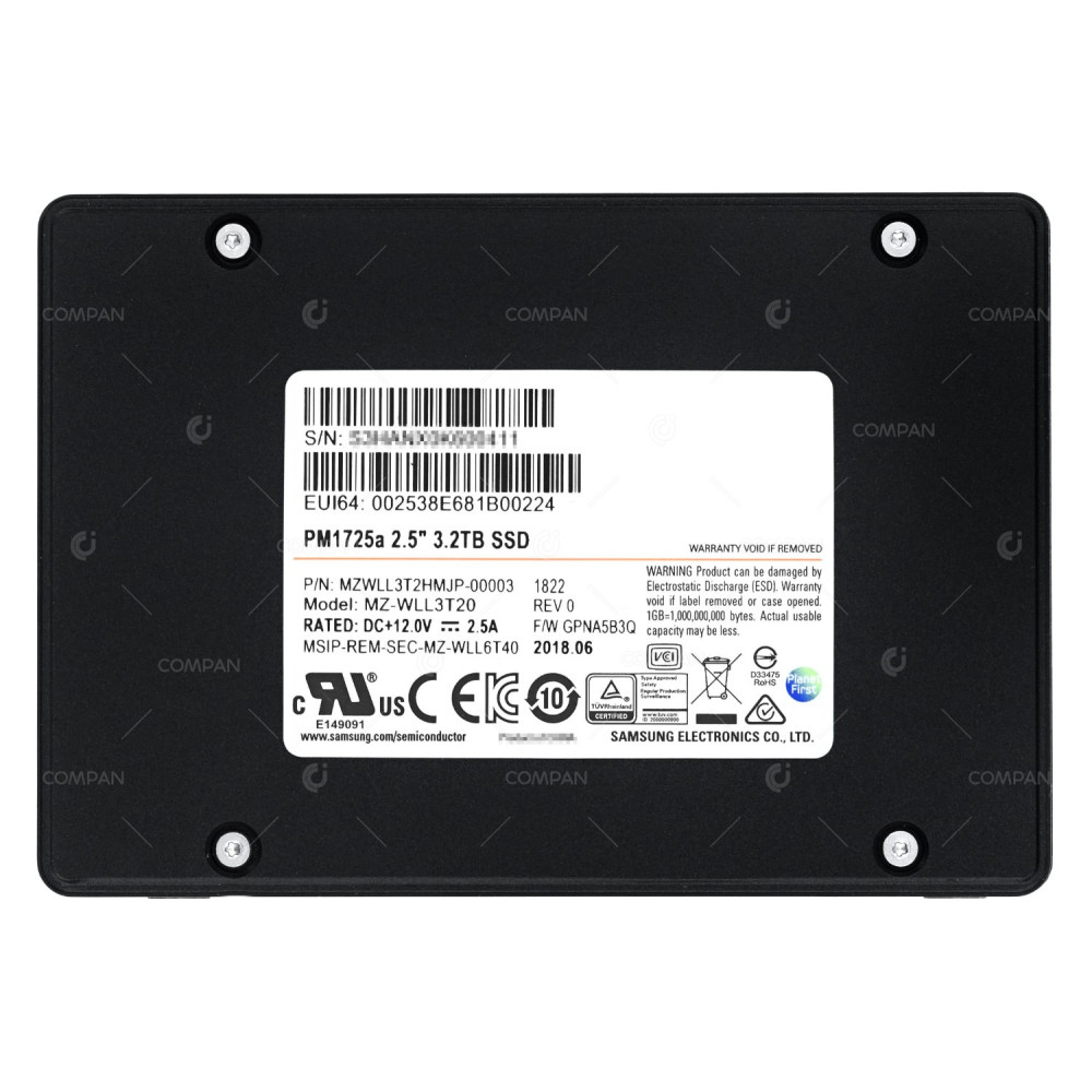 MZ-WLL3T20 SAMSUNG PM1725A SSD 3.2TB 2.5" SFF